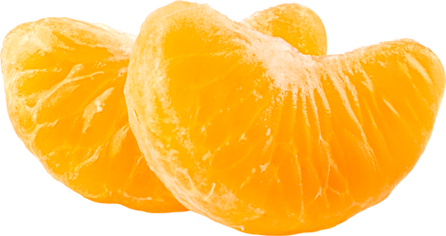 Two Tangerine Fruit Peeled Segments