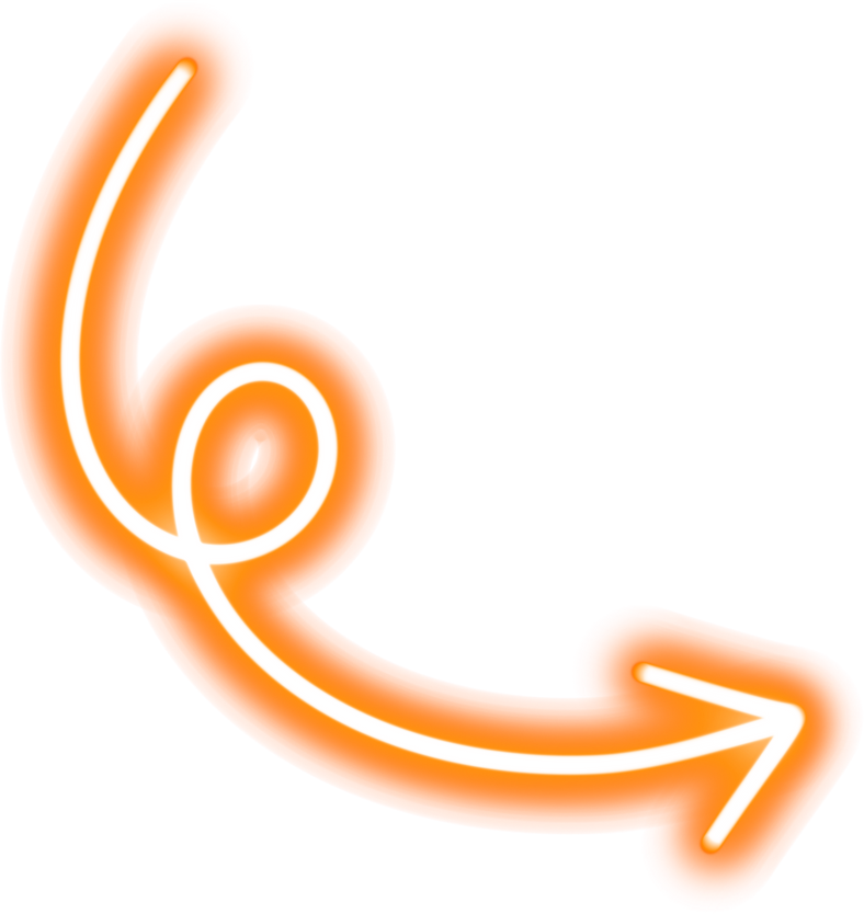 Orange neon swirl arrow