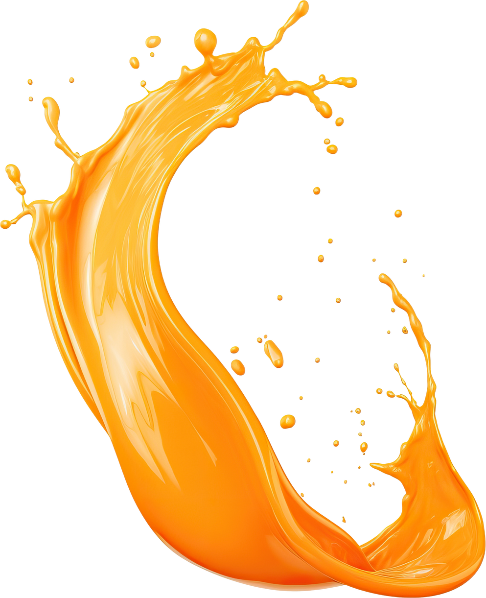 Orange juice splash isolated.